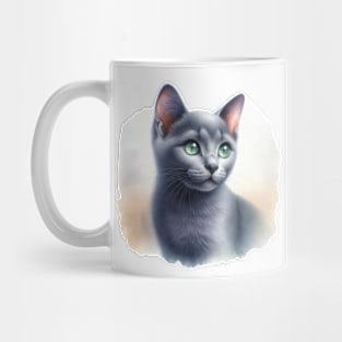 Russian Blue Watercolor Kitten - Cute Kitties Mug